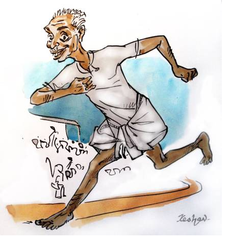 Cartoon of M. R. Sharan's grandfather, drawn by Keshav
